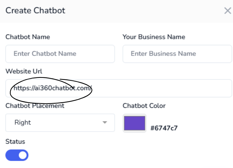 AI360 Chatbot software interface, showcasing a modern chatbot design